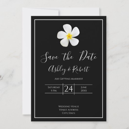 Invitation Classique Formelle Moderne, Blanc sur Noir, Date d (Devant)