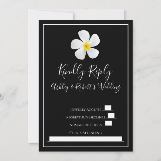 Invitation Classique Formelle Moderne, Blanc sur Noir Mariage (Devant)
