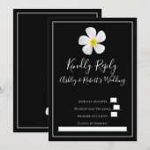 Invitation Classique Formelle Moderne, Blanc sur Noir Mariage (Devant / Derrière)
