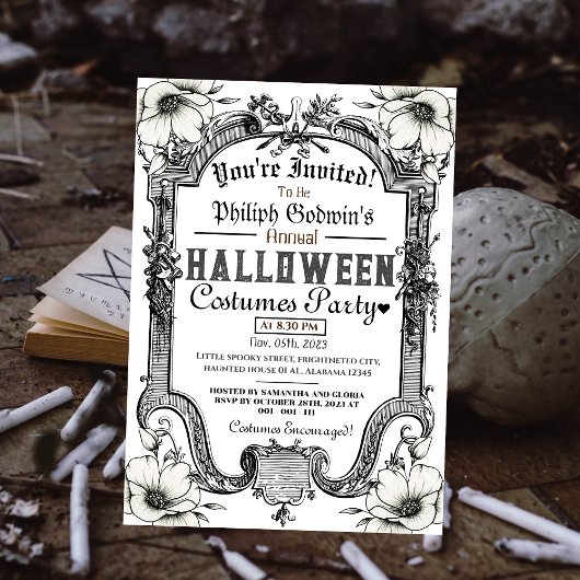 Invitation Classique gothique vintage Halloween Costume Party