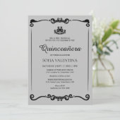 Invitation Classique gris noir Tiara Quinceanera (Debout devant)