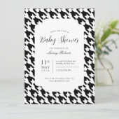 Invitation Classique Houndstooth Géométrique Noir et Blanc (Debout devant)