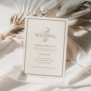 Invitation Classique ivoire et taupe Mariage neutre Luxe