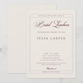 Invitation Classique Ivory Bourgogne Calligraphie Déjeuner de (Devant / Derrière)