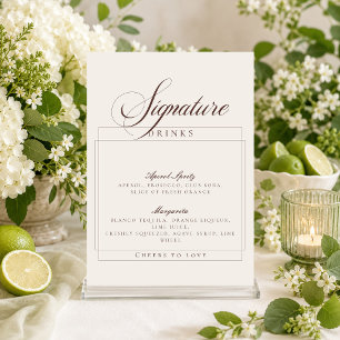 Invitation Classique Ivory Marron Signature Boissons Panneau
