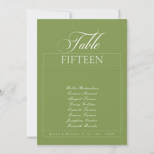 Invitation Classique Ivory Vert Calligraphie Nom Table Numéro (Devant)