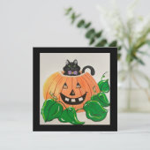 Invitation Classique Kitty dans une Citrouille (Debout devant)