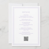 Invitation Classique Lilac QR Code Mariage élégant (Dos)