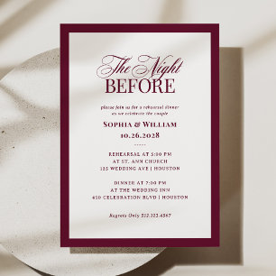 Invitation Classique Luxe Bordeaux Élégant Dîner de Répétit