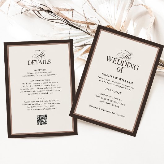 Invitation Classique Luxe | Code QR de réponse de mariage mar