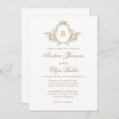 Invitation Classique Luxe Or Crête Monogramme Personnalisé Ma (Devant / Derrière)