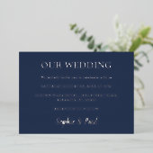 Invitation classique Mariage bleu marine (Debout devant)