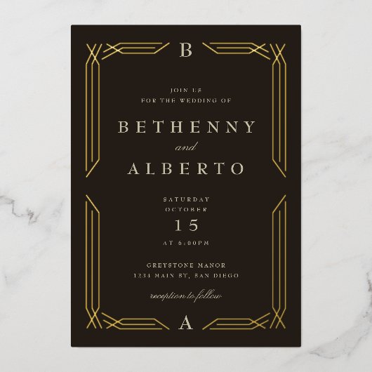 Invitation classique Mariage byzantin en or (Recto)