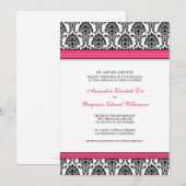 Invitation classique Mariage damassé (ruban fuchsi (Devant / Derrière)