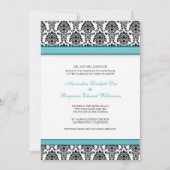 Invitation classique Mariage damassé (rubans d'aqu (Devant)