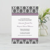 Invitation classique Mariage damassé (rubans lilas (Debout devant)
