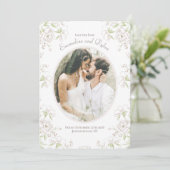Invitation Classique Mariage Fleur Blanche Photo Save the Dat (Debout devant)