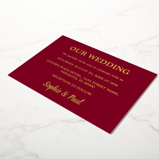 Invitation classique Mariage Gold Foil (Rotation)