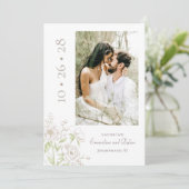Invitation Classique Mariage Rose Blanche Enregistrer la Date (Debout devant)