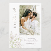 Invitation Classique Mariage Rose Blanche Enregistrer la Date (Devant)