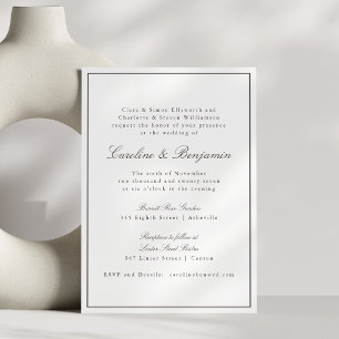 Invitation Classique Mariage RSVP avec Bordure Marron et Écri