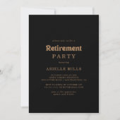 Invitation Classique minimal Or Noir pour une fête de retrait (Devant)