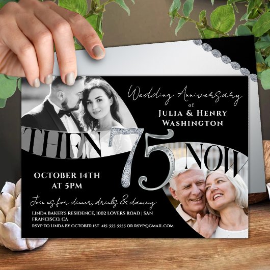 Invitation Classique Moderne 75e Anniversaire de Mariage