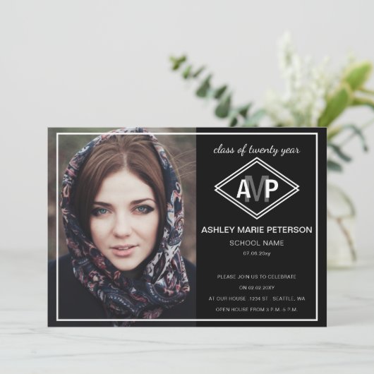 Invitation Classique Moderne Design élégant Élégant Photo Gra (Debout devant)