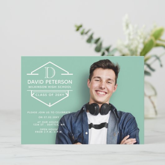 Invitation Classique Moderne Design élégant Élégant Photo Gra (Debout devant)