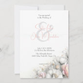 Invitation Classique Moderne Fleurs d'Ivoire et Rose (Dos)
