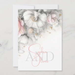 Invitation Classique Moderne Floral Ivoire et Rose