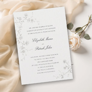Invitation Classique Moderne Formel Roses Sauvages Art Ivory