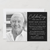 Invitation Classique moderne Noir Blanc Célébration de la vie (Devant)