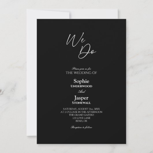 Invitation Classique moderne Noir simple Nous faisons Mariage (Devant)