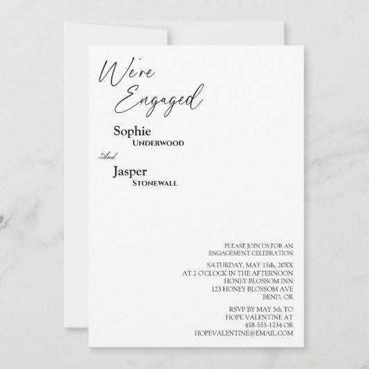 Invitation Classique moderne Nous sommes engagés Fiançailles (Devant)