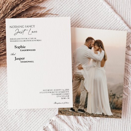 Invitation Classique moderne Rien de Mariage photo fantaisie