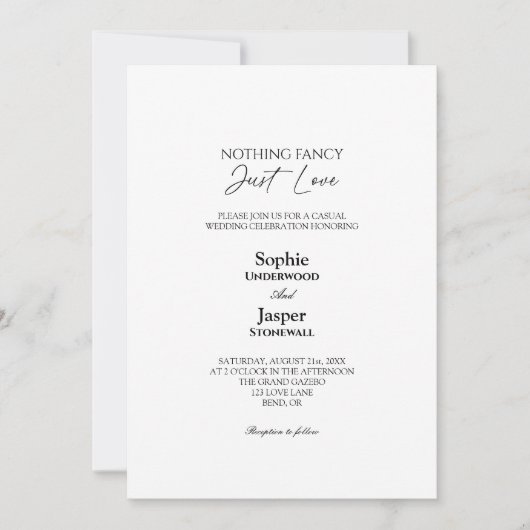 Invitation Classique moderne Simple Nothing Fancy Mariage pho (Devant)