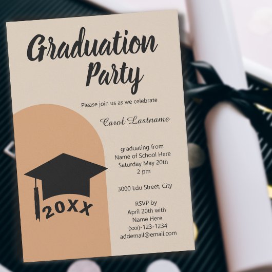 Invitation Classique moderne Terracotta Beige Arch Grad Party