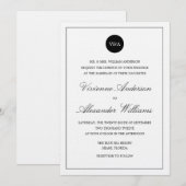 INVITATION CLASSIQUE MONOGRAMME | CARTON D'INVITATION DE MARI (Devant / Derrière)