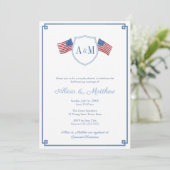 Invitation Classique Monogramme de la Fête de Mariage du 14 J (Debout devant)