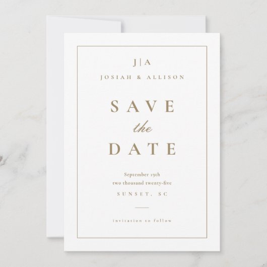 Invitation Classique Monogramme Enregistrer la Date (Devant)
