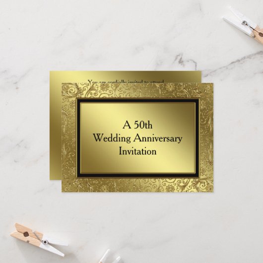 Invitation Classique Noces d'Or 4,5x6,25 (Devant/Arrière en situation)
