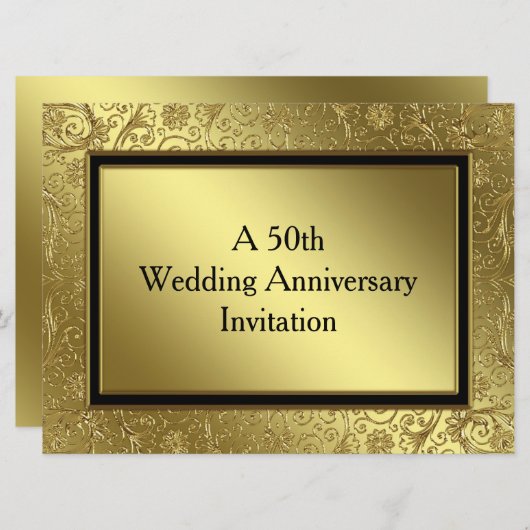 Invitation Classique Noces d'Or 6,5x8,75 (Devant / Derrière)