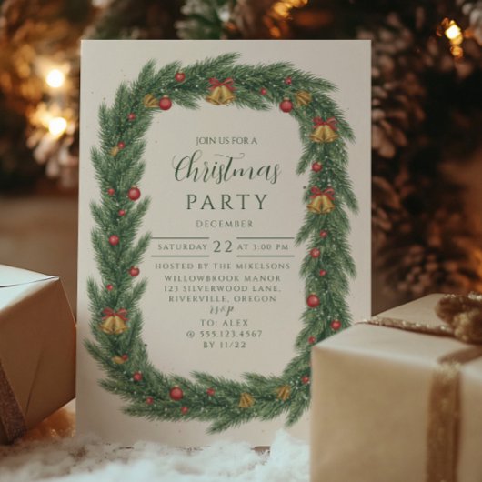 Invitation Classique Noël au sapin cloche
