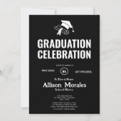 Invitation Classique Noir Blanc Simple Classic Graduation (Devant)