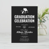 Invitation Classique Noir Blanc Simple Classic Graduation (Debout devant)
