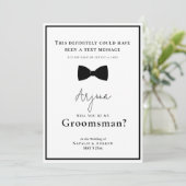 Invitation Classique Noir & Blanc Tuxedo Funny Groomsman (Debout devant)