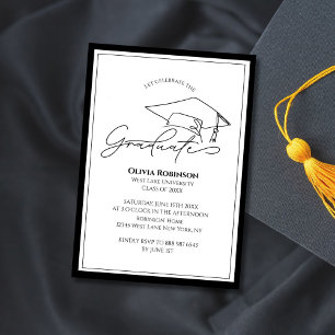 Invitation Classique noir et blanc, typographie de chapeau de