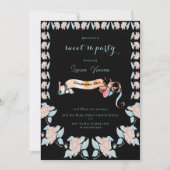 Invitation Classique Noir et rose clair Fleur douce 16 (Devant)