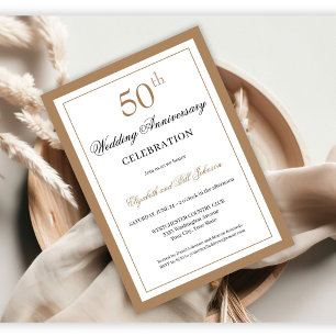 Invitation Classique Or 50e Anniversaire de Mariage